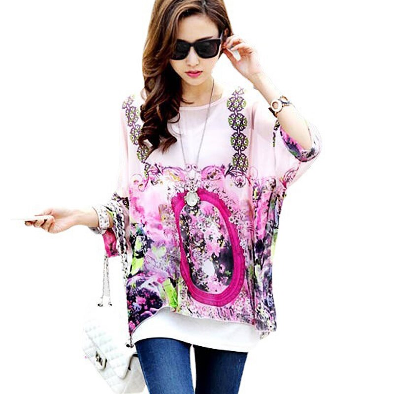 Vestidos Summer Dress 2021 Ladies Floral Print Casual Chiffon Dress Batwing Sleeve Bohemian Dresses Plus Size Women Clothing 6XL