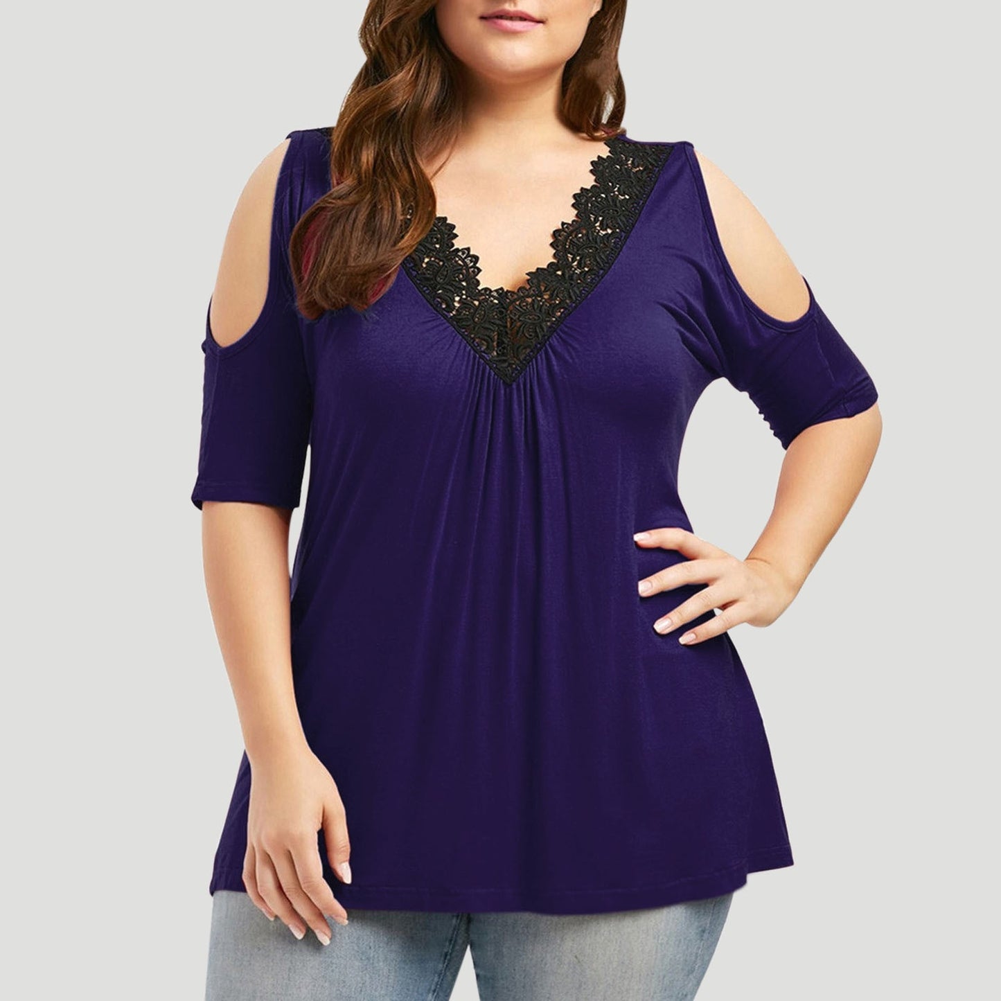 Women Sexy Lace Blouses Shirt Off Shoulder Cold Shoulder Pullover Streetwear Top Elegant Female Tee Shirt Mujer Blusas Oversized