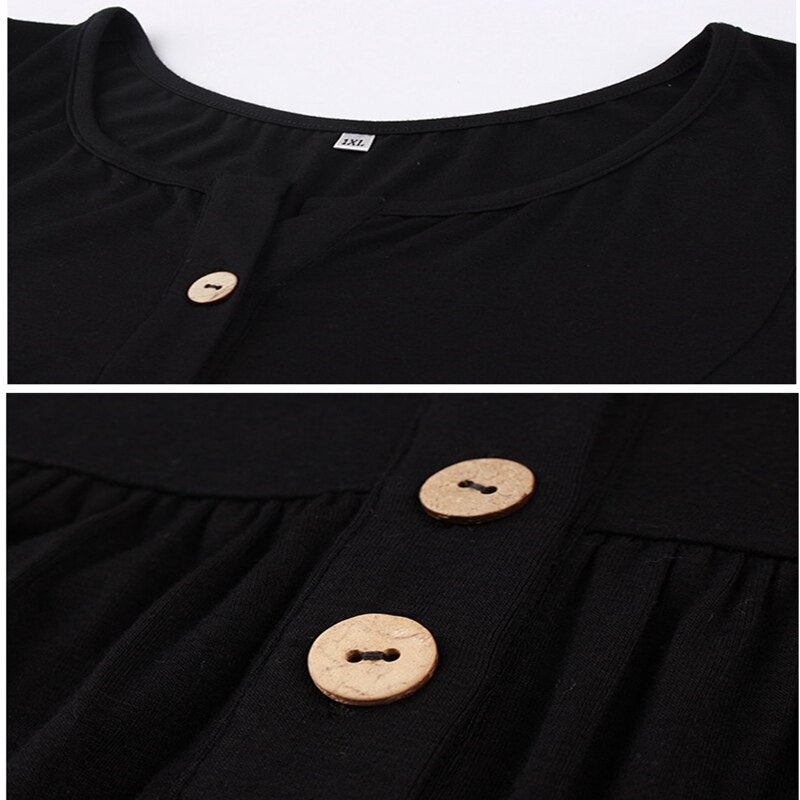 Autumn Casual Fashion T-Shirt 6XL 7XL 8XL 9XL Ladies Long Sleeve Embroidered Button Round Neck High Elastic T-Shirt Bust 143CM