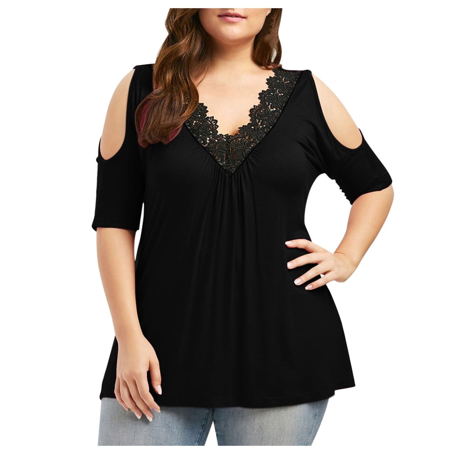 Women Sexy Lace Blouses Shirt Off Shoulder Cold Shoulder Pullover Streetwear Top Elegant Female Tee Shirt Mujer Blusas Oversized