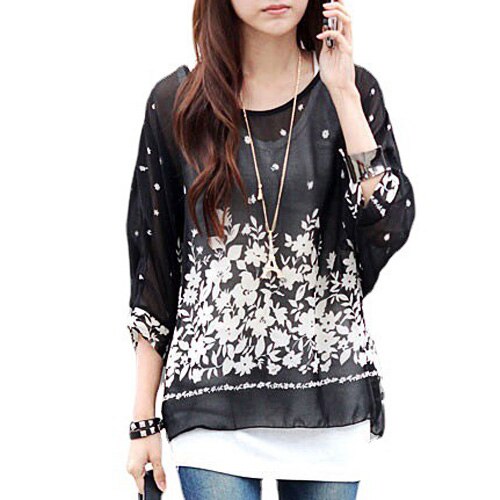 Vestidos Summer Dress 2021 Ladies Floral Print Casual Chiffon Dress Batwing Sleeve Bohemian Dresses Plus Size Women Clothing 6XL