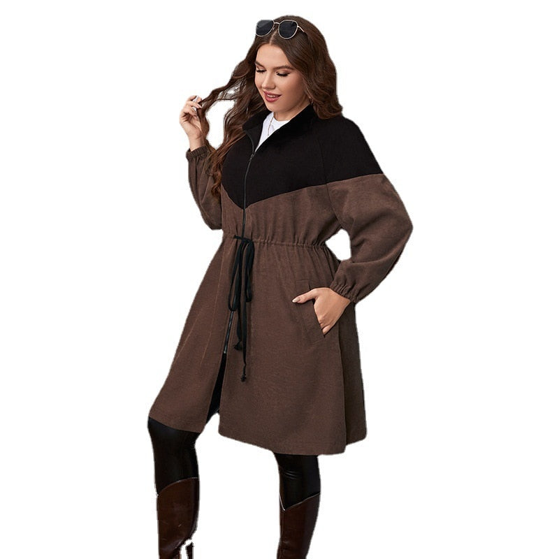 New autumn plus size coat 9XL 150KG 8XL 7XL fashion ladies commuting simple wind waist strap in long casual solid color coat