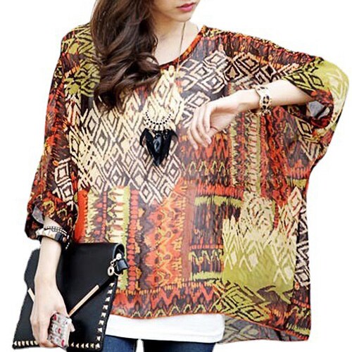 Vestidos Summer Dress 2021 Ladies Floral Print Casual Chiffon Dress Batwing Sleeve Bohemian Dresses Plus Size Women Clothing 6XL