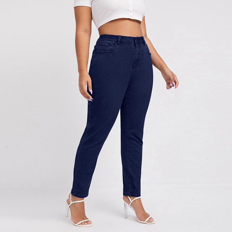 Plus Size Women Jeans High Waist black pants women high elastic Skinny pants Stretchy Women Spring trousers 100 kilo grams Jeans