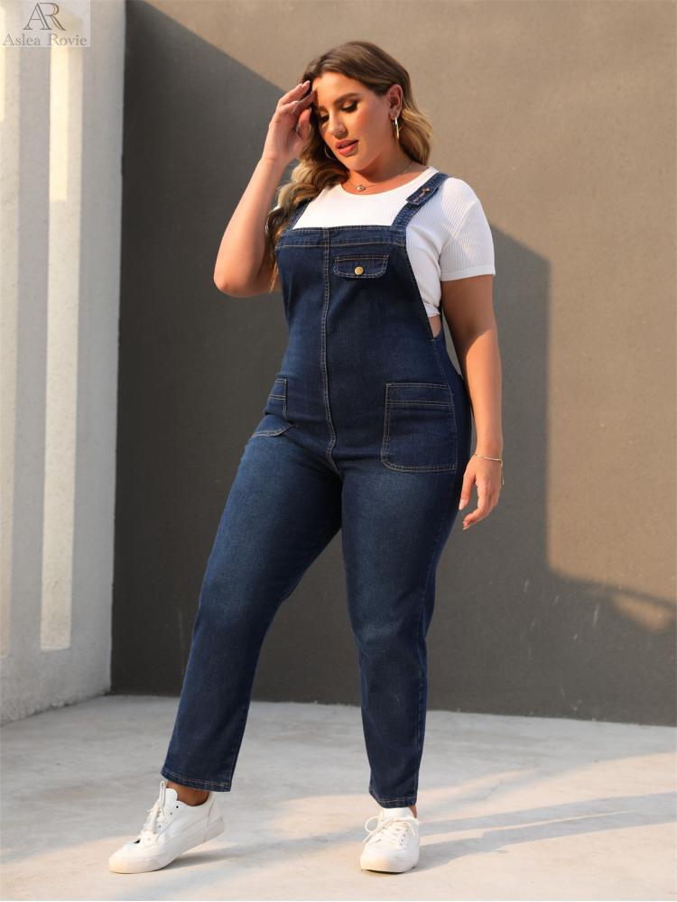 Jumpsuits Women High waist plus size Casual Straight Ladies Female Denim Ankle-length Jeans Rompers 6XL 7XL 8XL