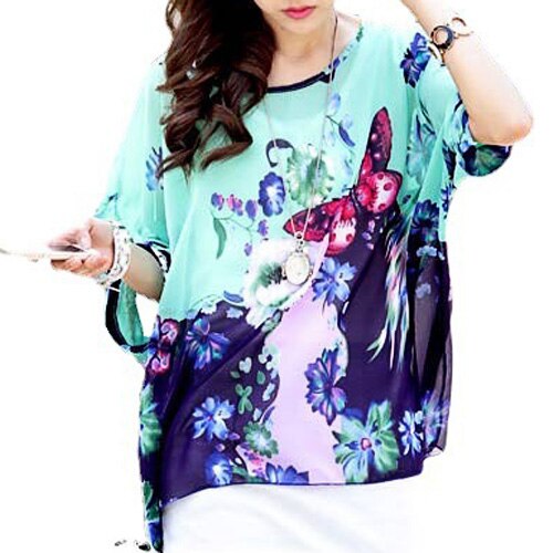 Vestidos Summer Dress 2021 Ladies Floral Print Casual Chiffon Dress Batwing Sleeve Bohemian Dresses Plus Size Women Clothing 6XL