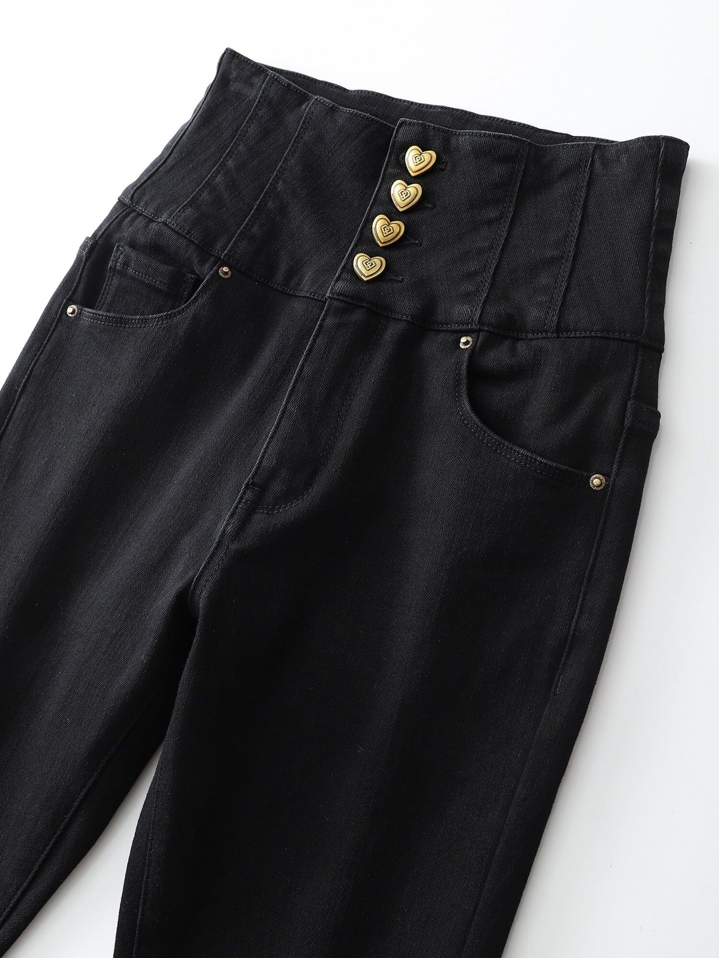 Plus Size Skinny Women Jeans Black Color Full Length Pencil Jeans for Women Button Fly Stretchy High Waist Jeans Denim Slim 2023