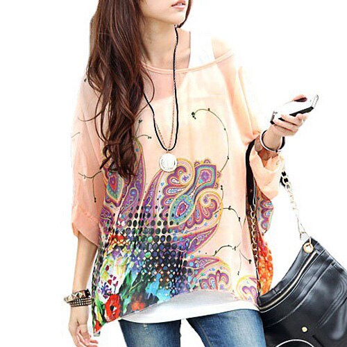 Vestidos Summer Dress 2021 Ladies Floral Print Casual Chiffon Dress Batwing Sleeve Bohemian Dresses Plus Size Women Clothing 6XL