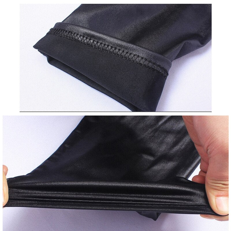 7XL Plus Size PU Leggings For Women  Butt Lift Black Autumn Girls Spandex Big Size Leggings High Waisted Stretch Pants ouc088