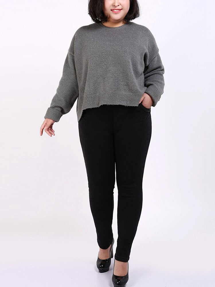 Winter women's new large size plus velvet thick jeans 6XL-9XL fashion high waist pocket elastic pants trousers