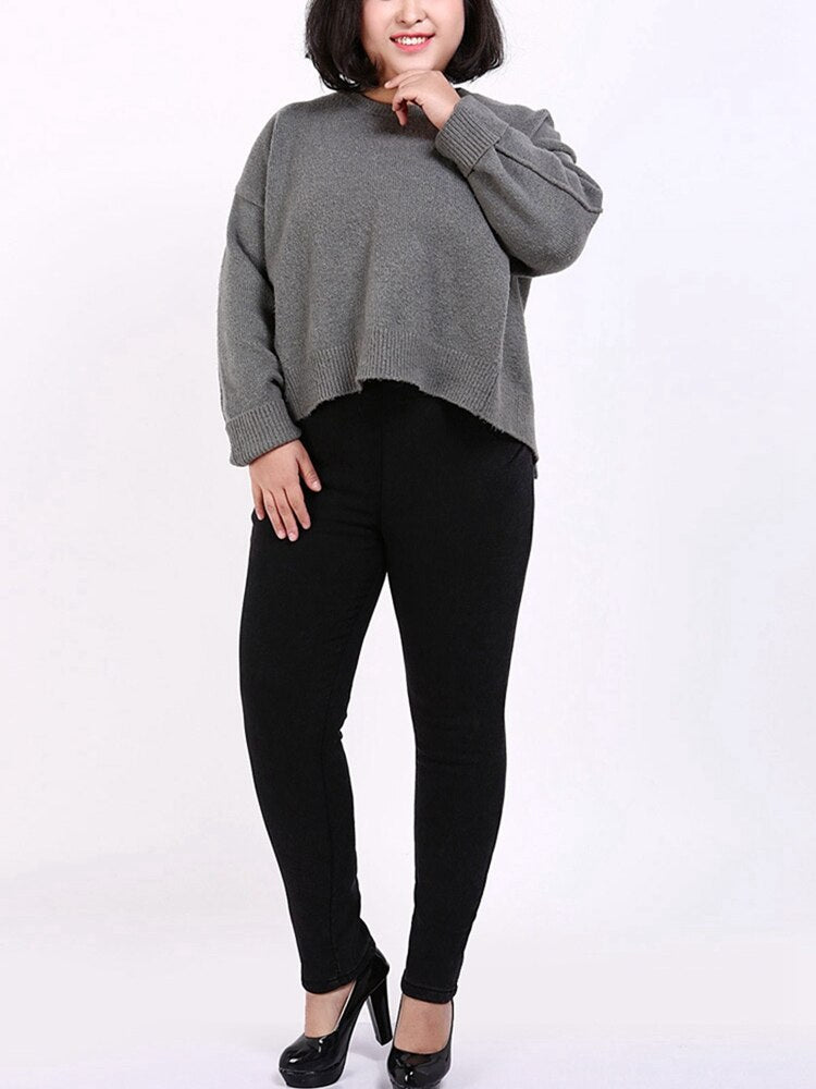 Winter women's new large size plus velvet thick jeans 6XL-9XL fashion high waist pocket elastic pants trousers