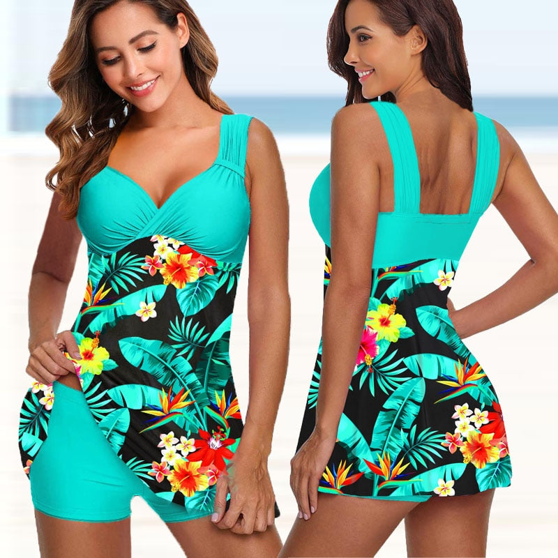 Leaf & Flower Print Tankini