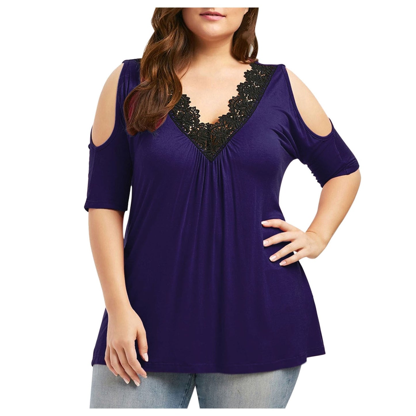 Women Sexy Lace Blouses Shirt Off Shoulder Cold Shoulder Pullover Streetwear Top Elegant Female Tee Shirt Mujer Blusas Oversized
