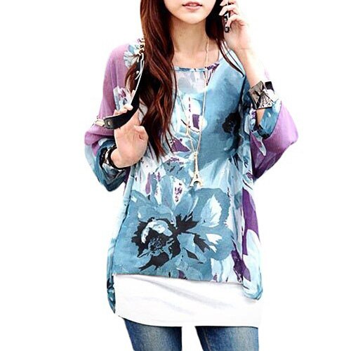 Vestidos Summer Dress 2021 Ladies Floral Print Casual Chiffon Dress Batwing Sleeve Bohemian Dresses Plus Size Women Clothing 6XL