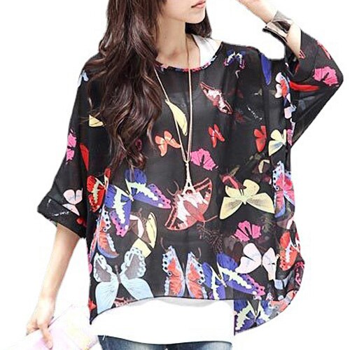 Vestidos Summer Dress 2021 Ladies Floral Print Casual Chiffon Dress Batwing Sleeve Bohemian Dresses Plus Size Women Clothing 6XL