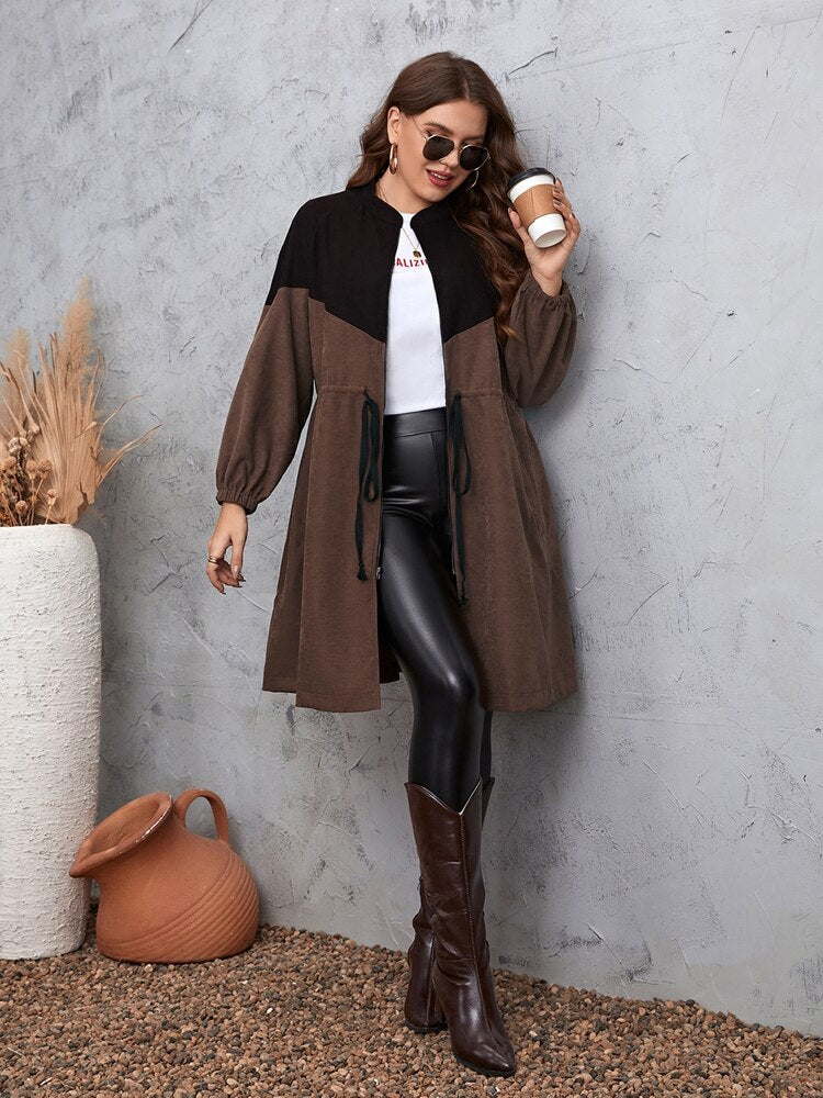 New autumn plus size coat 9XL 150KG 8XL 7XL fashion ladies commuting simple wind waist strap in long casual solid color coat