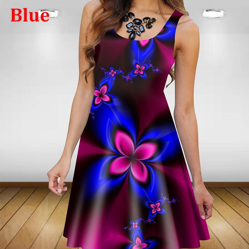 Plant Flowers 3D Printed Women Dress Elegant Sweet Casual Sleeveless A-Line Dresses 2023 Oversized Summer Sexy Clothing Sundress