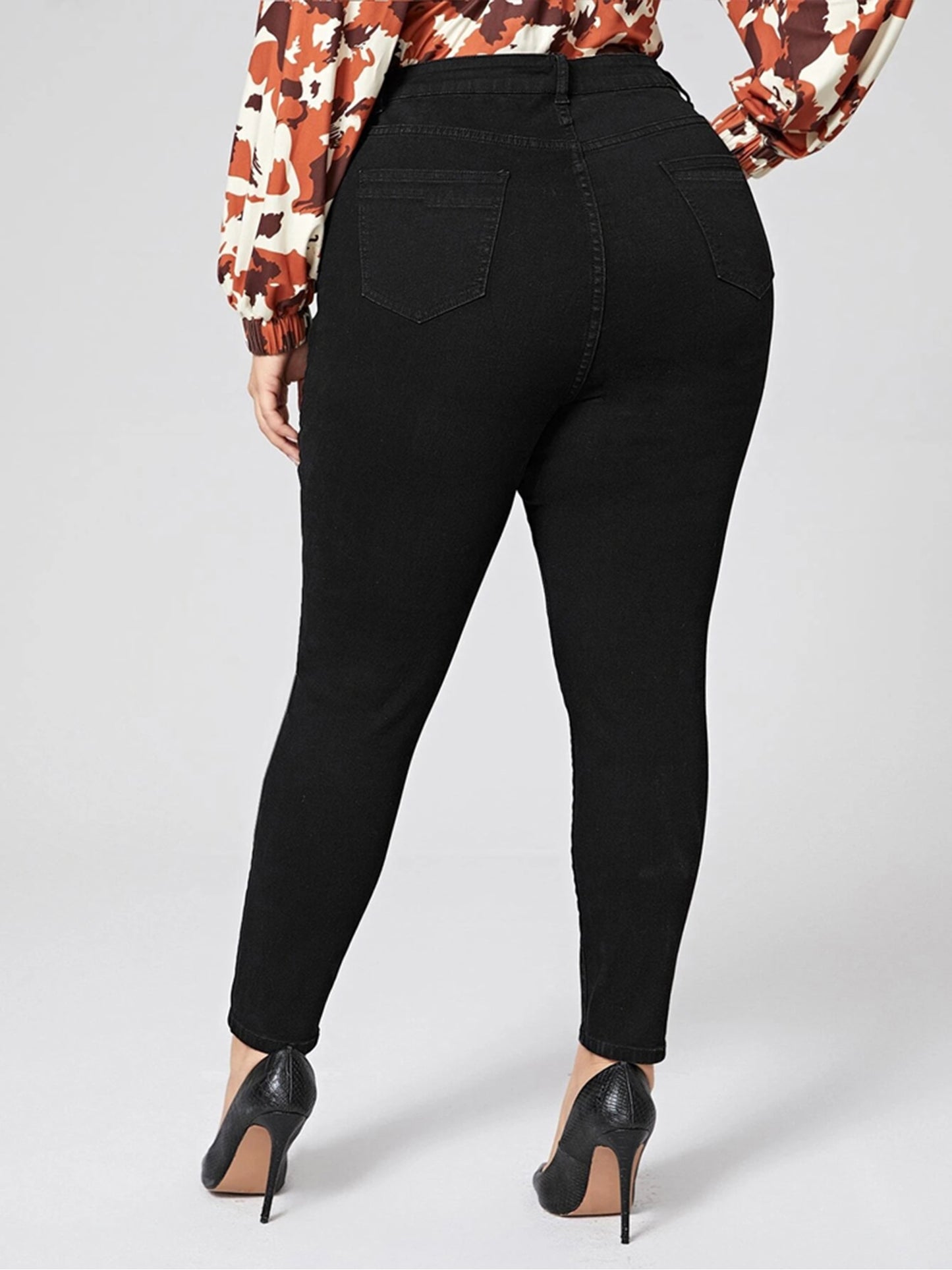 Plus Size Women Jeans High Waist black pants women high elastic Skinny pants Stretchy Women Spring trousers 100 kilo grams Jeans