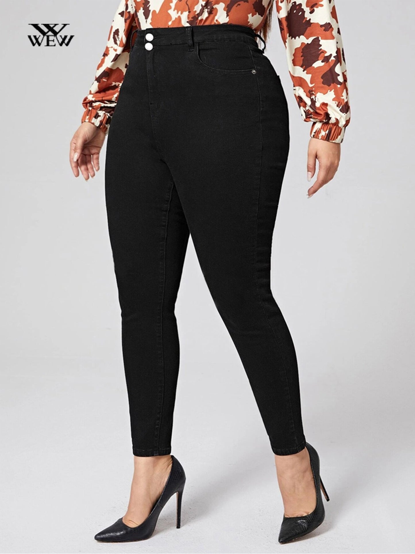 Plus Size Women Jeans High Waist black pants women high elastic Skinny pants Stretchy Women Spring trousers 100 kilo grams Jeans