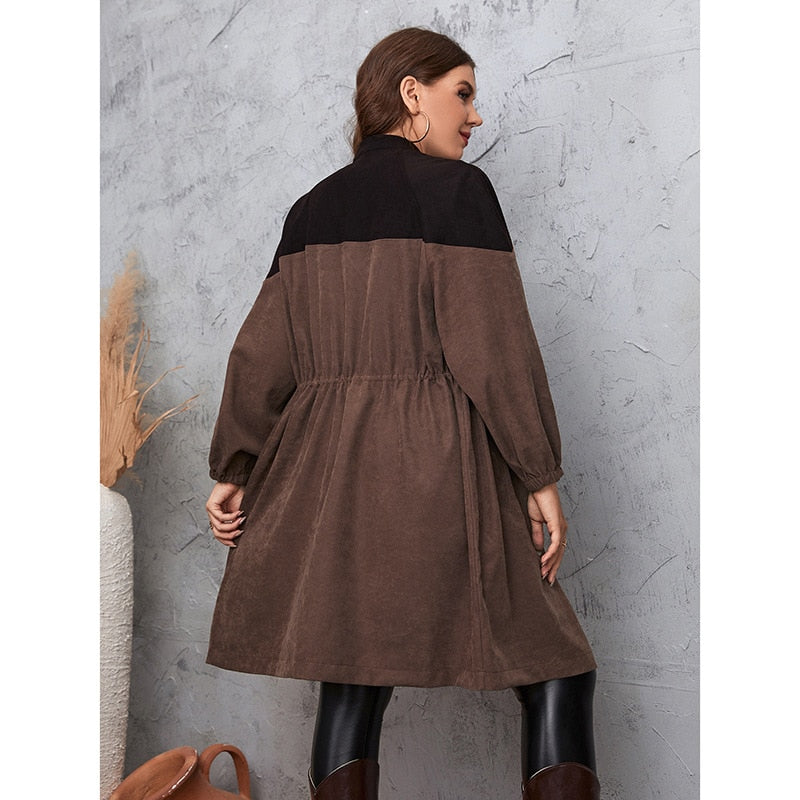 New autumn plus size coat 9XL 150KG 8XL 7XL fashion ladies commuting simple wind waist strap in long casual solid color coat