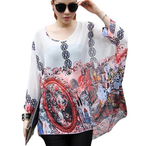 Vestidos Summer Dress 2021 Ladies Floral Print Casual Chiffon Dress Batwing Sleeve Bohemian Dresses Plus Size Women Clothing 6XL