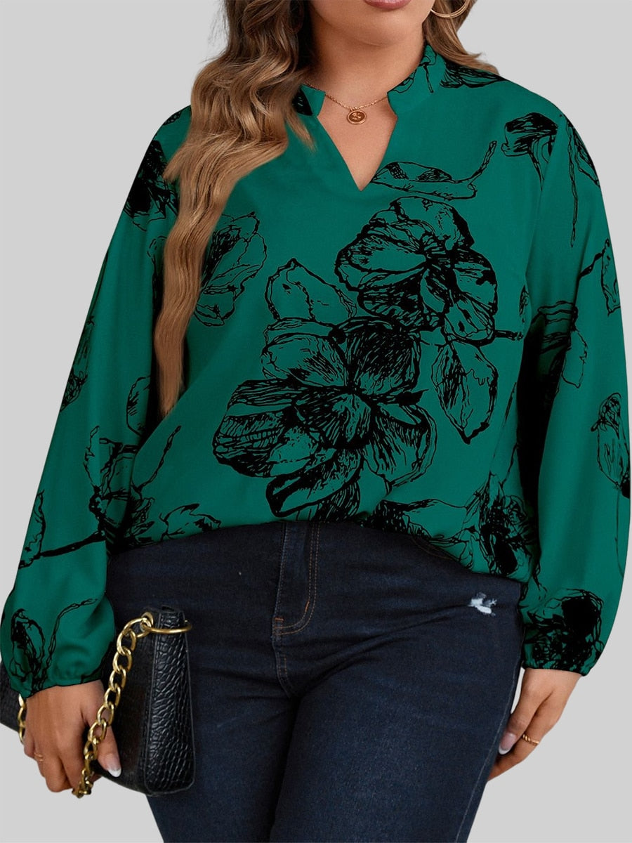 Finjani Plus Size Fashion Woman Blouses 2022 Exquisite White Rose Print Pattern T-shirts Loose Elegant And Youth Woman Blouses
