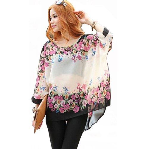 Vestidos Summer Dress 2021 Ladies Floral Print Casual Chiffon Dress Batwing Sleeve Bohemian Dresses Plus Size Women Clothing 6XL