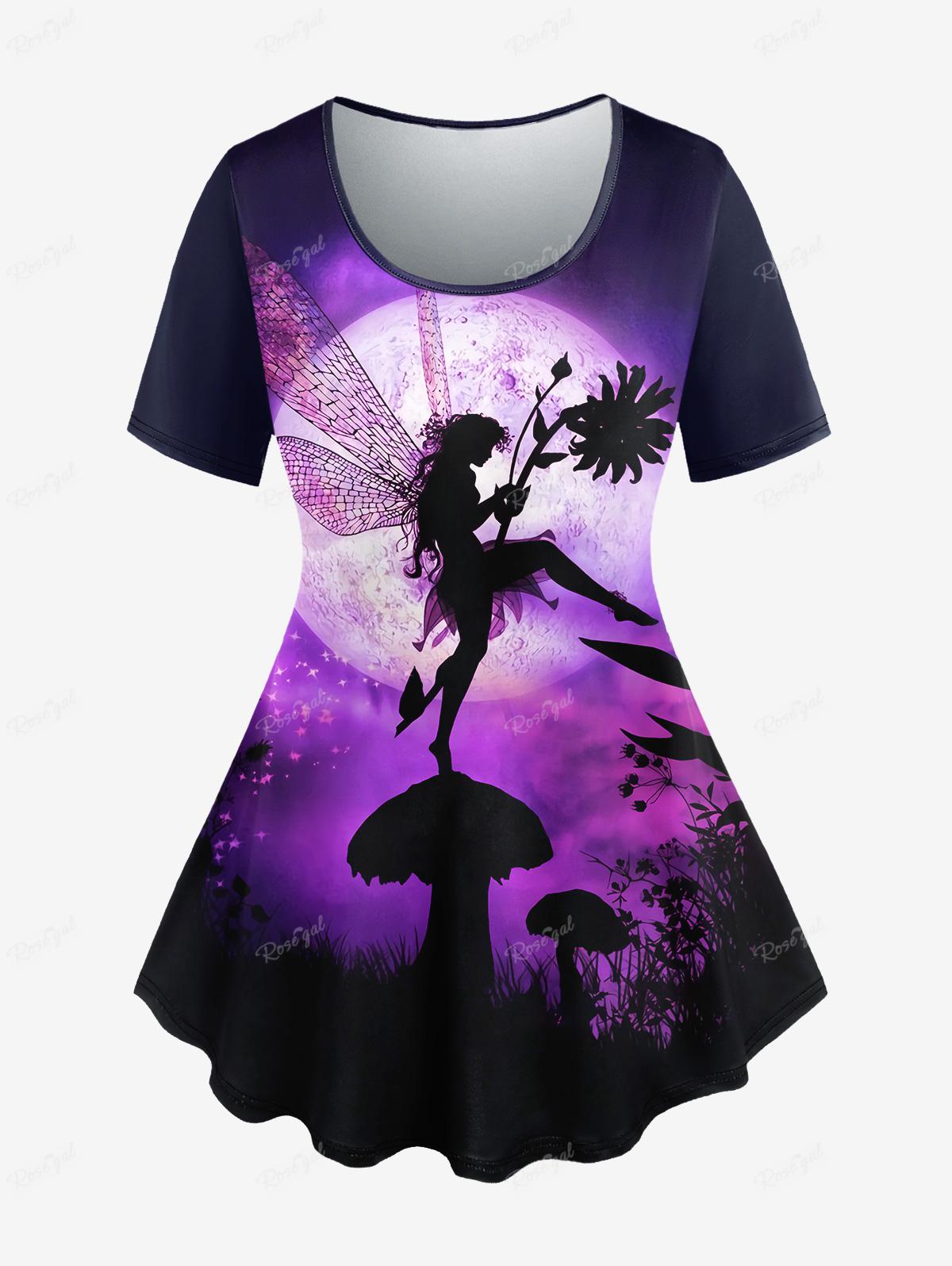 Plus Size Printed Short Sleeves T-shirt Or Pockets Capri Leggings Owl Unicorn 3D Graphic Tees Outfit Top Pant For Women