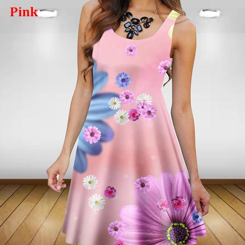 Plant Flowers 3D Printed Women Dress Elegant Sweet Casual Sleeveless A-Line Dresses 2023 Oversized Summer Sexy Clothing Sundress