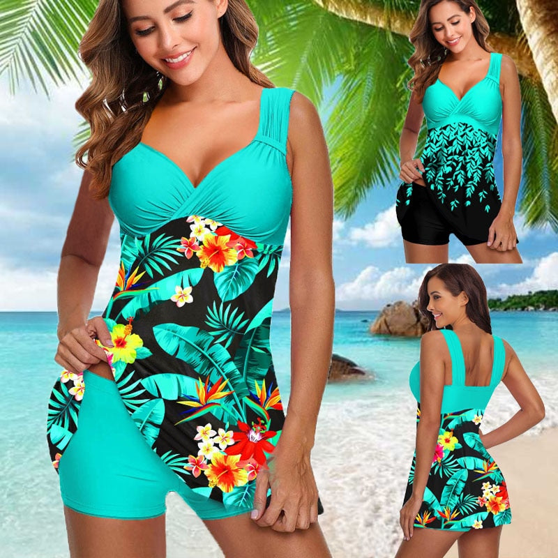 Leaf & Flower Print Tankini