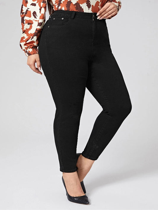 Plus Size Women Jeans High Waist black pants women high elastic Skinny pants Stretchy Women Spring trousers 100 kilo grams Jeans