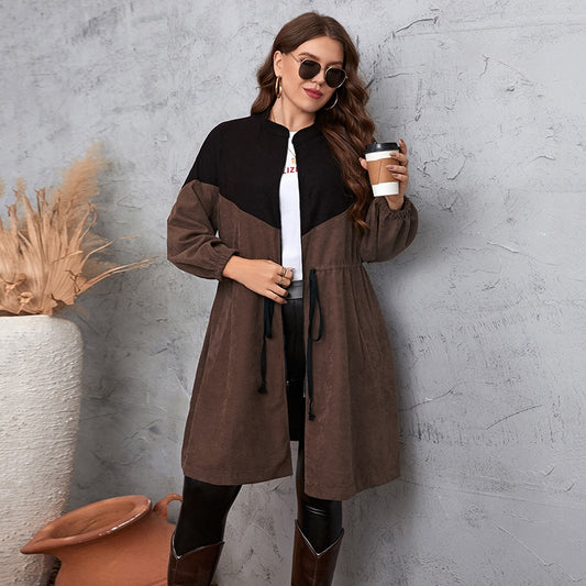 New autumn plus size coat 9XL 150KG 8XL 7XL fashion ladies commuting simple wind waist strap in long casual solid color coat